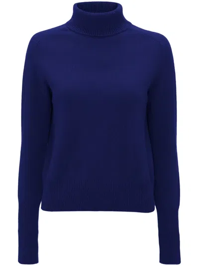 Victoria Beckham Roll-neck Fine-knit Jumper In Blue