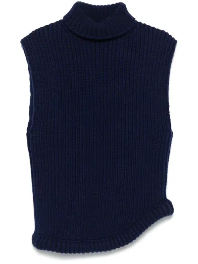 Victoria Beckham Roll-neck Vest In Blue