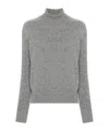 Victoria Beckham Knit Turtleneck Wool Jumper In Gray