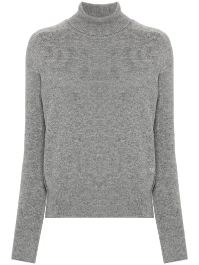 Victoria Beckham Knit Turtleneck Wool Jumper In Gray