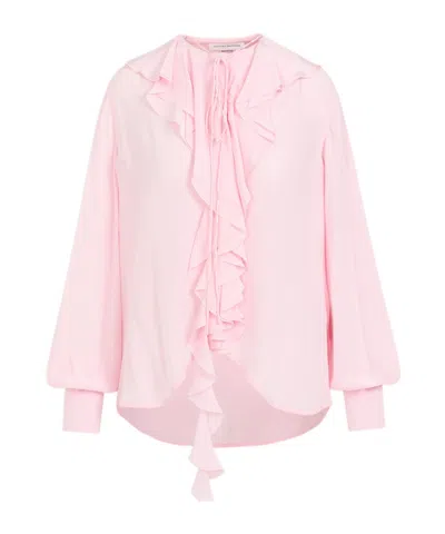 VICTORIA BECKHAM VICTORIA BECKHAM RUFFLED DETAILED HIGH-LOW HEM SHIRT