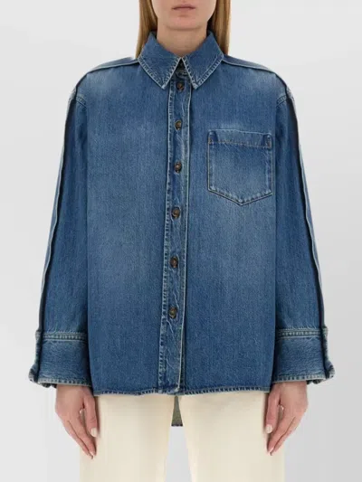 Victoria Beckham Roomy Fit Shirt Featuring Pocket In Blue