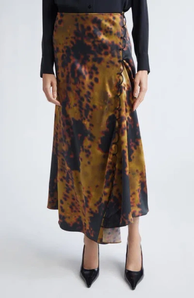 Victoria Beckham Rouleau Detail Satin Midi Skirt In Multi