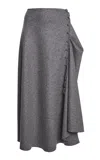 Victoria Beckham Rouleau Detailed Wool Skirt In Grey