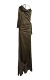 Victoria Beckham Rouleaux Detail Sleeveless Gown In Dark Green