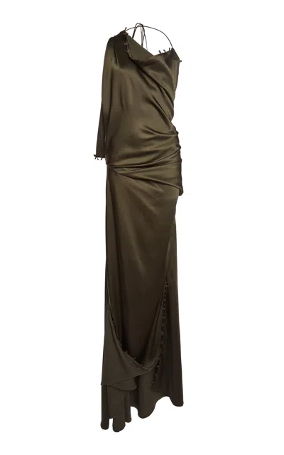 Victoria Beckham Rouleaux Detail Sleeveless Gown In Dark Green