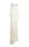 Victoria Beckham Rouleaux Detail Sleeveless Gown In Ivory