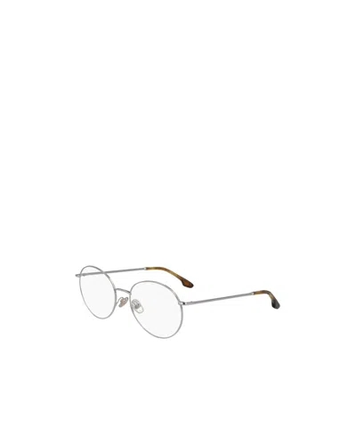 Victoria Beckham Round-frame Two-tone Glasses In Silver