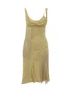 Victoria Beckham Draped Stretch Satin Midi Dress In Green