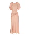 Victoria Beckham Light Pink Damask Dress With Gathering In Nude