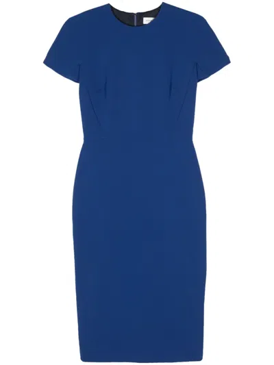 Victoria Beckham Round-neck Midi Dress In Blue