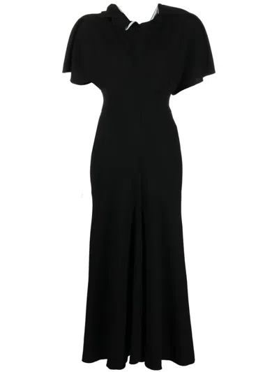 Victoria Beckham Ruched A-line Midi Dress In Black