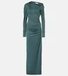Victoria Beckham Slash-neck Long-sleeve Gown In Green