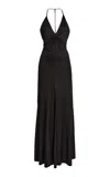 Victoria Beckham Ruched Cutout Jersey Gown In Black
