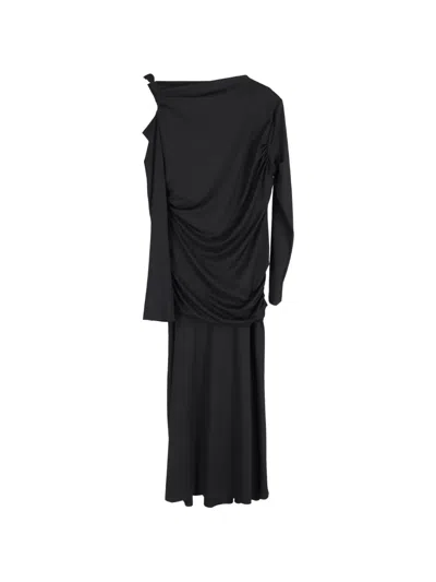 Pre-owned Victoria Beckham Ruched-detail Midi Dress In Black