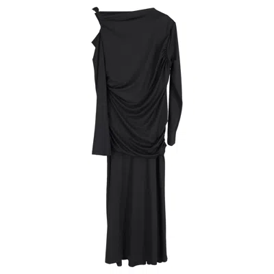 Victoria Beckham Ruched Detail Midi Dress In Black Polyester