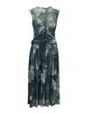 Victoria Beckham Ruched Front Midi Dress In Blue Polyester In Blue