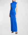 VICTORIA BECKHAM RUCHED HIGH-NECK JERSEY GOWN