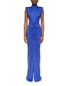 Victoria Beckham Ruched High-neck Jersey Gown In Royal Blue