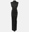 Victoria Beckham Ruched Crepe Maxi Dress In Schwarz
