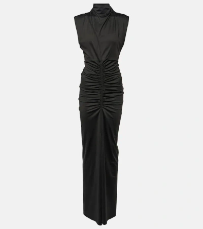 Victoria Beckham Ruched Crepe Maxi Dress In Black