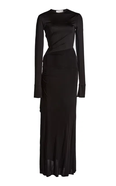 Victoria Beckham Ruched Jersey Gown In Black