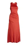Victoria Beckham Womens Paprika Slim-fit Tank Ruched Stretch-jersey Midi Dress In Coral