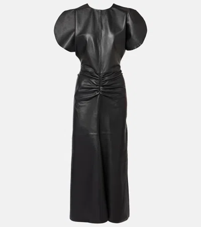 Victoria Beckham Waist Gathered Midi Dress In Black