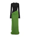 VICTORIA BECKHAM RUCHED LONG SLEEVE GOWN