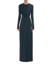 Victoria Beckham Ruched Stretch-satin Jersey Gown In Midnight