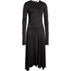 Victoria Beckham Long Sleeve Dress Asymmetric Hem Detail In Black