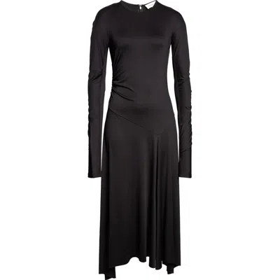 VICTORIA BECKHAM VICTORIA BECKHAM RUCHED LONG SLEEVE JERSEY MIDI DRESS