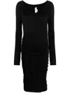 Victoria Beckham Ruched Body-con Midi Dress In Black