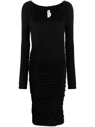 Victoria Beckham Ruched Body-con Midi Dress In Black