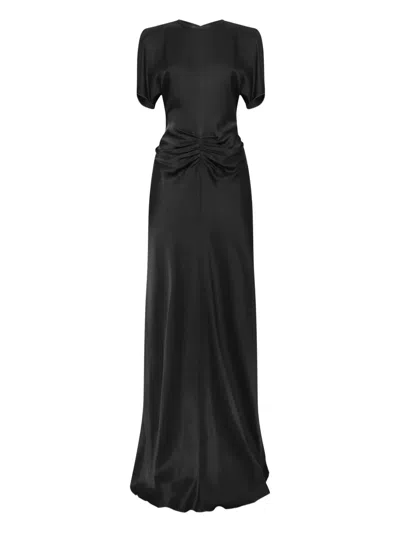 Victoria Beckham Ruched Maxi Dress In Black