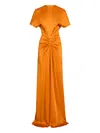 Victoria Beckham Ruched Maxi Dress In Orange