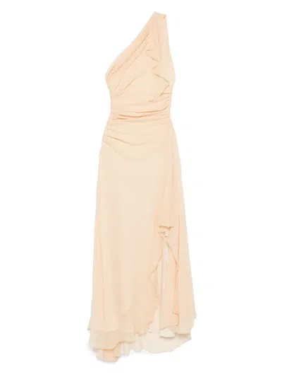 Victoria Beckham Ruched Maxi Dress In Yellow
