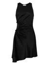 Victoria Beckham Womens Black Slash-neck Ruched Woven-midi Dress In Black