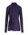 Victoria Beckham Ruffle Detail Collared Shirt In Black