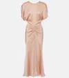 Victoria Beckham Light Pink Damask Dress With Gathering In Pink