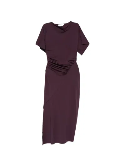 Victoria Beckham Womens Blackcurrant Cap-sleeve Draped Satin Midi Dress In Purple