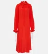 Victoria Beckham Ruched Silk Chiffon Maxi Dress In Red