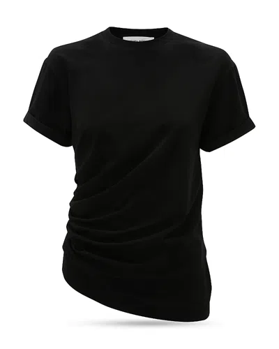 Victoria Beckham Asymmetric Hem Gathered Detail T-shirt In Black