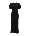 Victoria Beckham Womens Black Slim-fit Ruched Stretch-woven Maxi Dress In Black