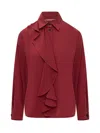Victoria Beckham Ruffled Silk Blouse In Red