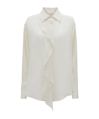 Victoria Beckham Ruffle-detail Silk Blouse In White