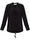 Victoria Beckham Relaxed Fit Long Sleeves Ruffled Neckline In Black