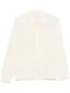 Victoria Beckham Silk Shirt With Collar And Ruffle Detail In Ivory