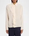 Victoria Beckham Silk Shirt With Collar And Ruffle Detail In Ivory