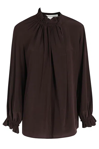 Victoria Beckham Ruffled Silk Crêpe De Chine Top In Brown